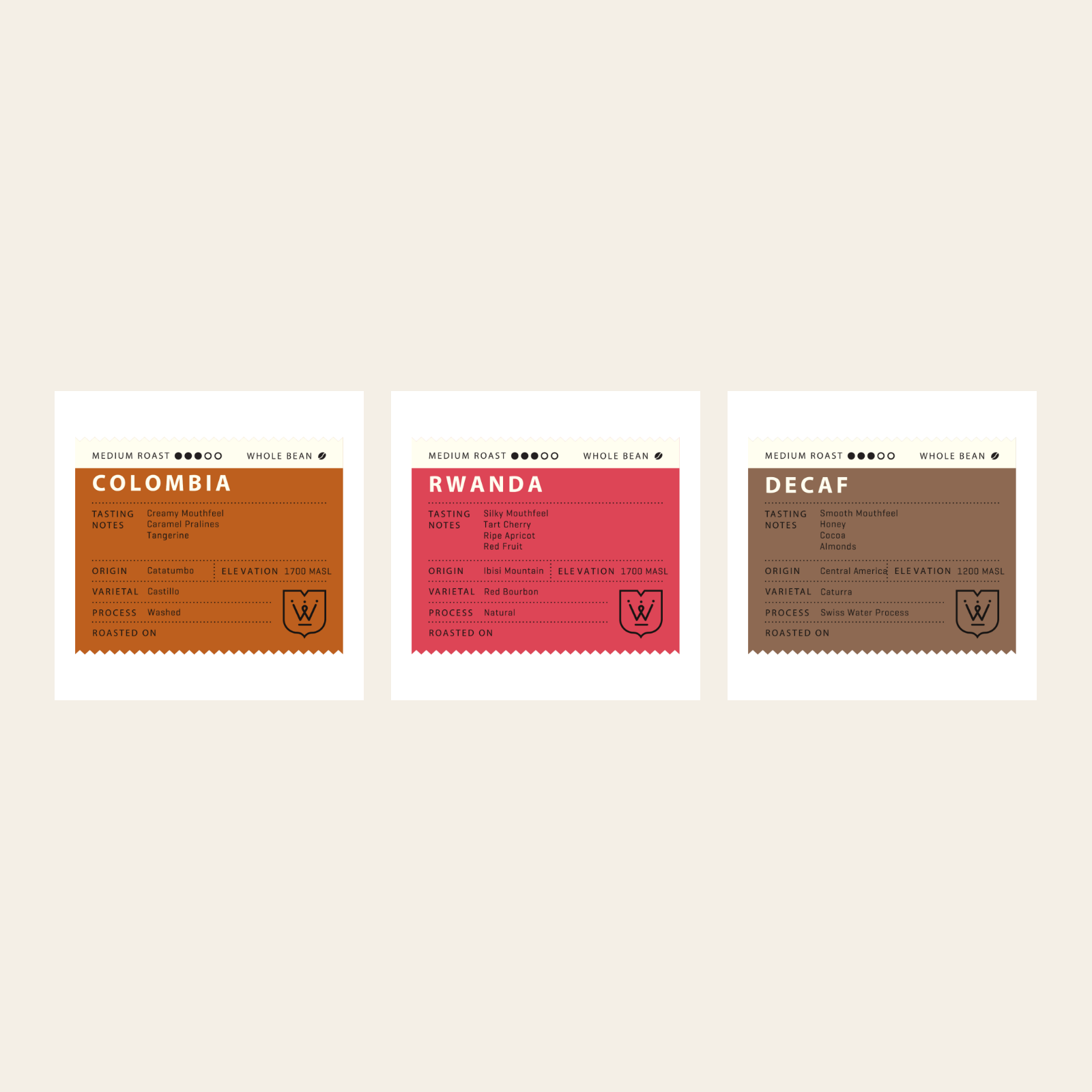 Winfield Coffee Explorer Gift Set — three 12oz bags: Catatumbo Colombia, Rwanda, and Decaf Swiss Water