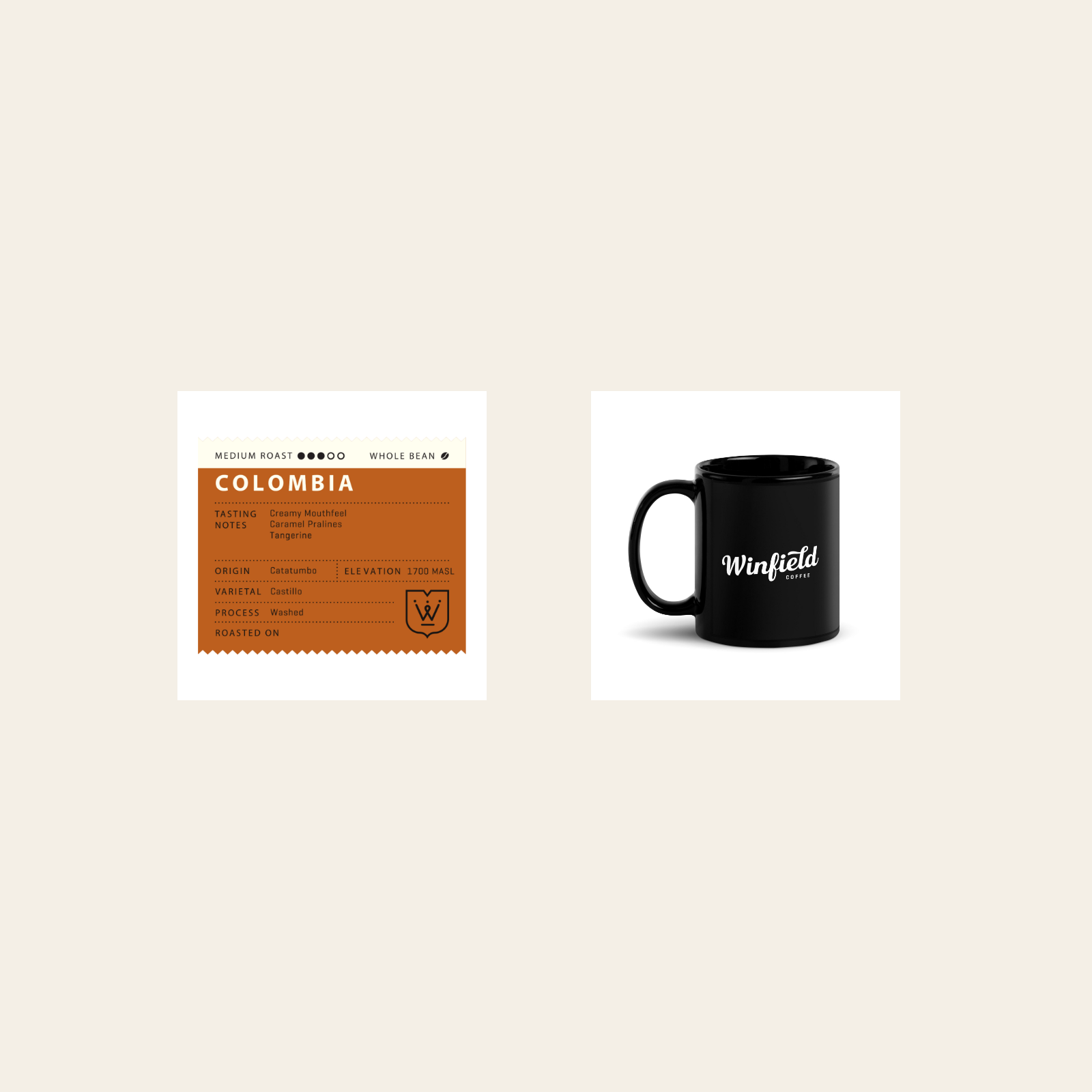 Winfield Fall Favorites Bundle — Catatumbo whole bean coffee and glossy mug